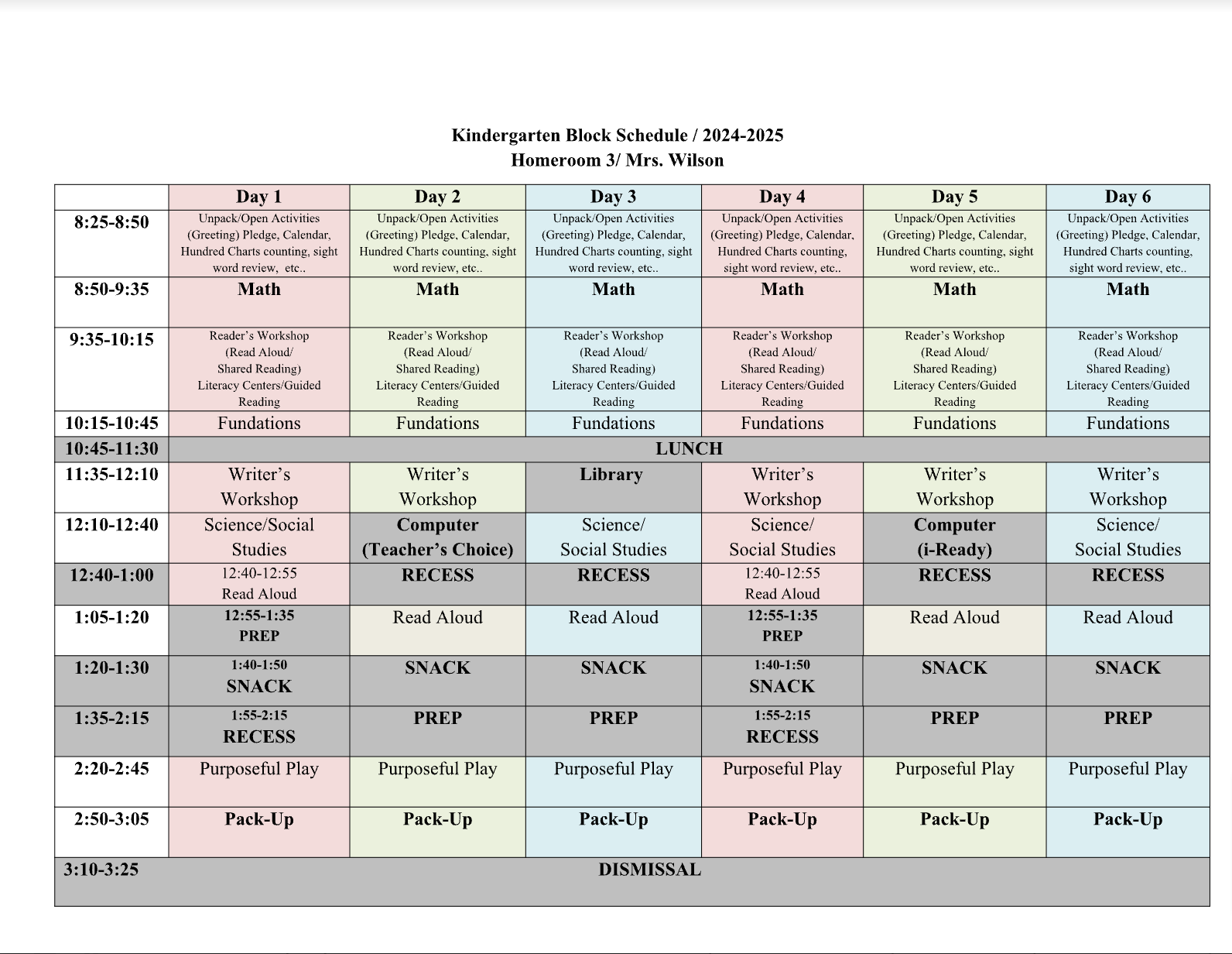 schedule