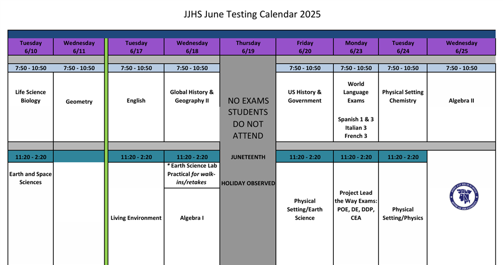  Regents testing schedule