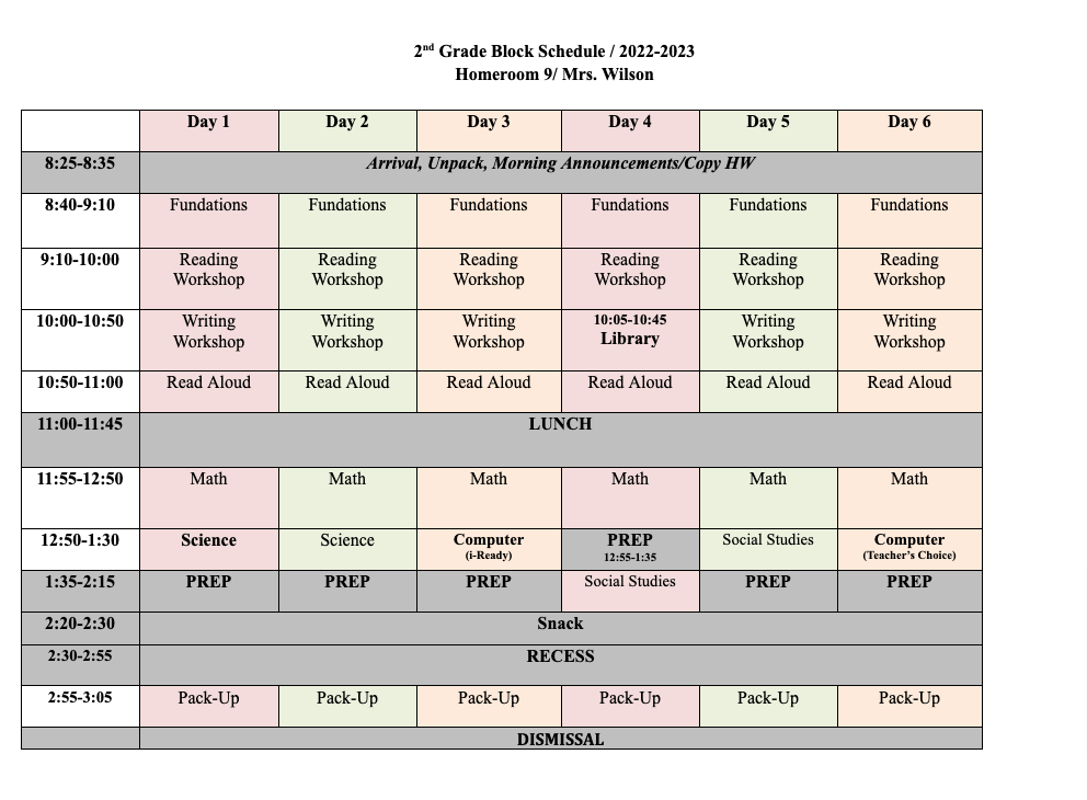 Wilson, Kathleen / 2022-2023 Class Schedule